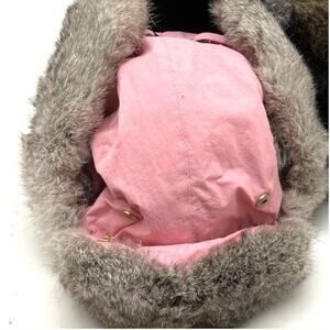 Paul Leinburd Trapper hat Rabbit fur winter ear flap  pink